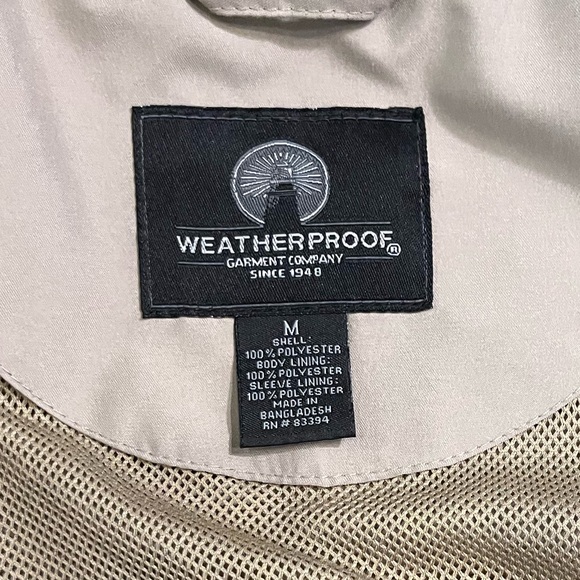 ⭐️ Weatherproof Men’s Jacket | Windbreaker | Full Zip | Tan | Size M | 80s Style - Picture 5 of 8